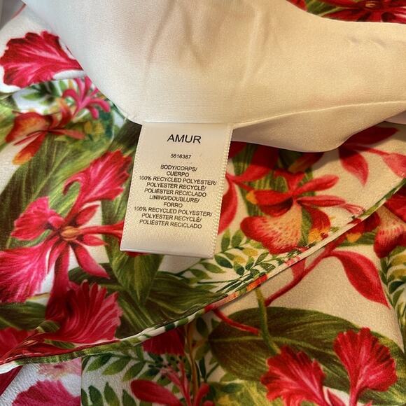 AMUR Deborah High Low Ruffle Scarlet Tropical Floral Maxi Dress Size 6 - Picture 7 of 7